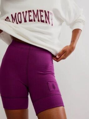 Free People Deep Purple High-Rise Bike Shorts